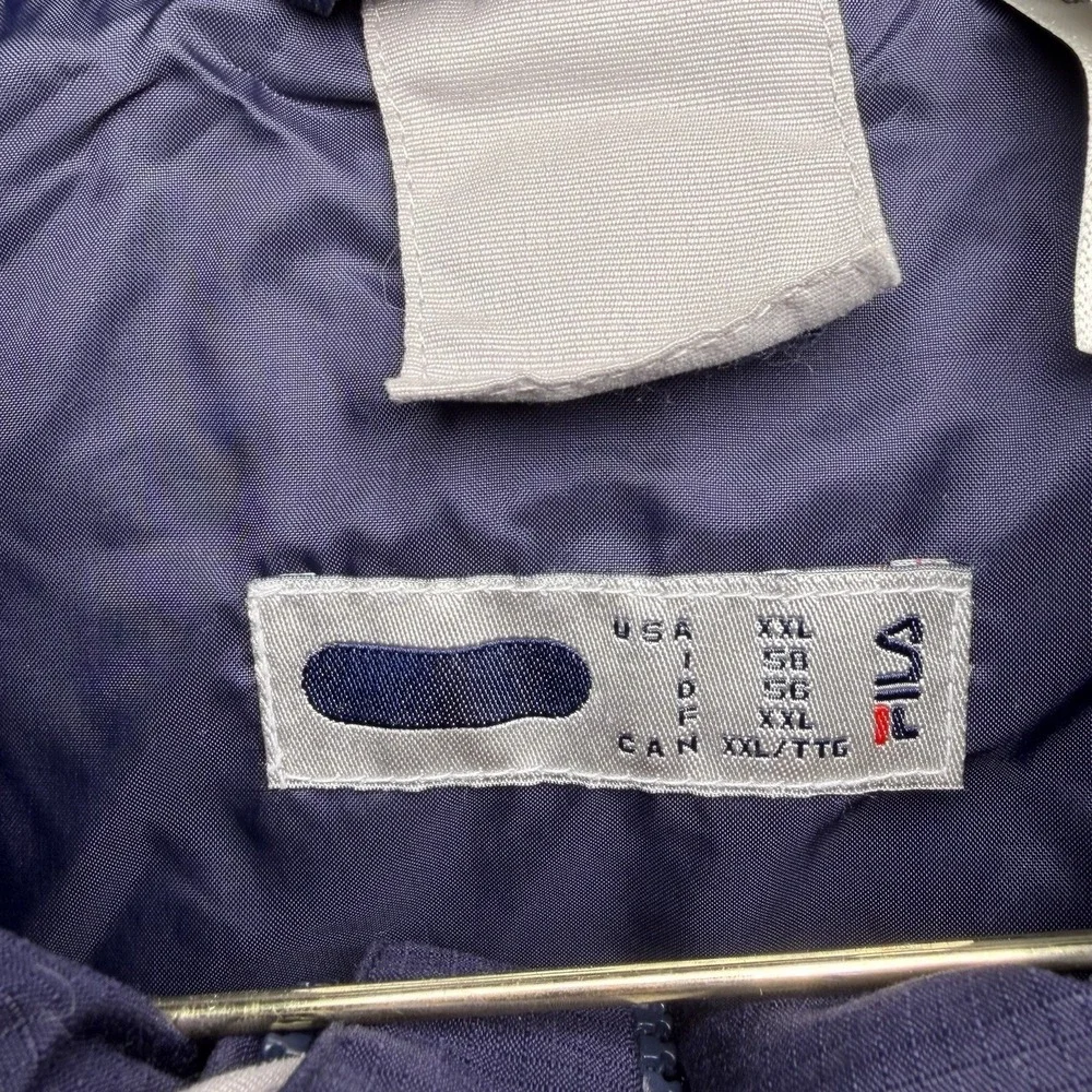 FILA Blue‎ Gray Ski Snowboard Reflective Hooded Jacket Coat Men's XXL Vintage